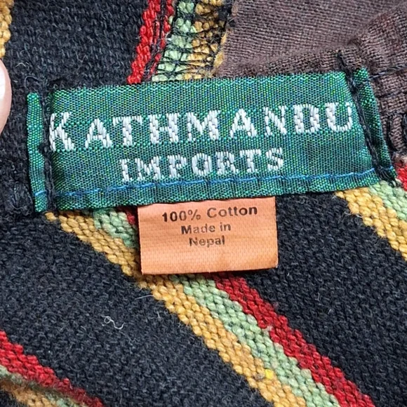 Kathmandu Imports Mushroom Patchwork Fringed Poncho, 100% Cotton, Size S/M? - Picture 2 of 14